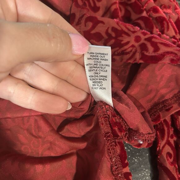 Cato Womens Velvet Burn Out Top Small Tunic Semi Sheer Floral Modest Stretch - Picture 9 of 13